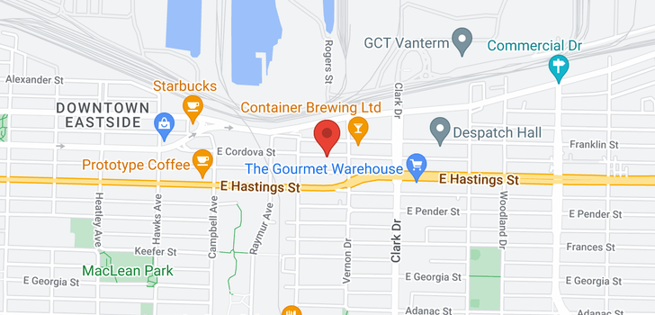 map of 502 933 E HASTINGS STREET
